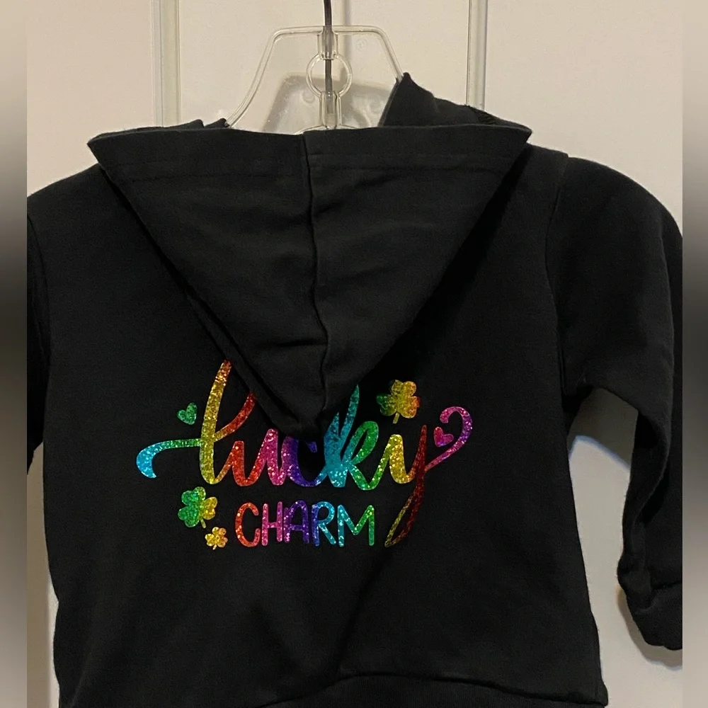 Black‎ Hoodie with Green Shamrocks-Infant